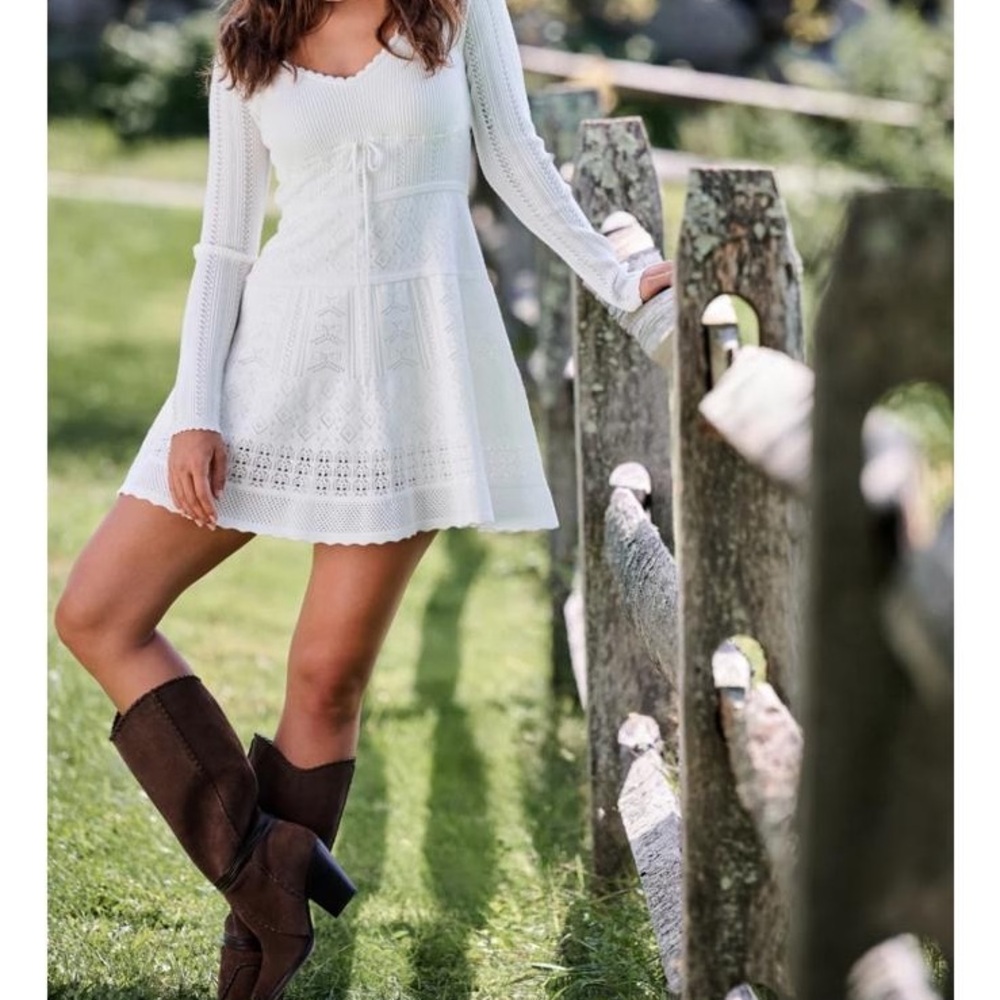 Altar'd State White Long Sleeve Dress